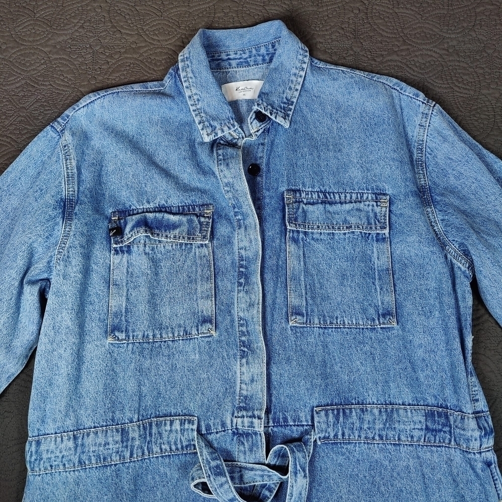 Kancan Virginia Button Down Denim Shirt Dress Belt Pockets Women's XL Blue - Picture 6 of 14